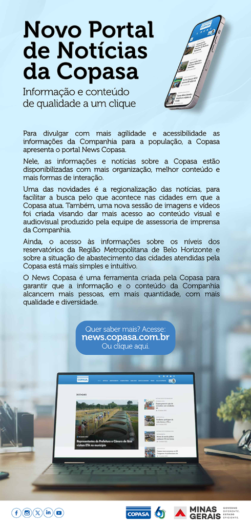 Conheça o novo site de notícias da Copasa - Revista Tempo